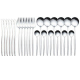 24PCS Stainless Steel Cutlery Set Knife Fork Spoon Set Durable Flatware Dining - Silver gift box set