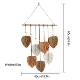 Handmade Braided Cotton Rope Leaves Wall Hanging Home Decoration Ornament - Green