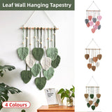 Handmade Braided Cotton Rope Leaves Wall Hanging Home Decoration Ornament - Green