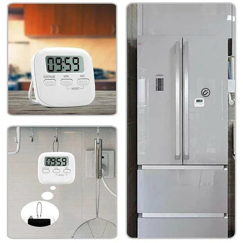 Digital Kitchen Timer 99 Minute Countdown Clock With LCD Display and Metal Mount - Pink