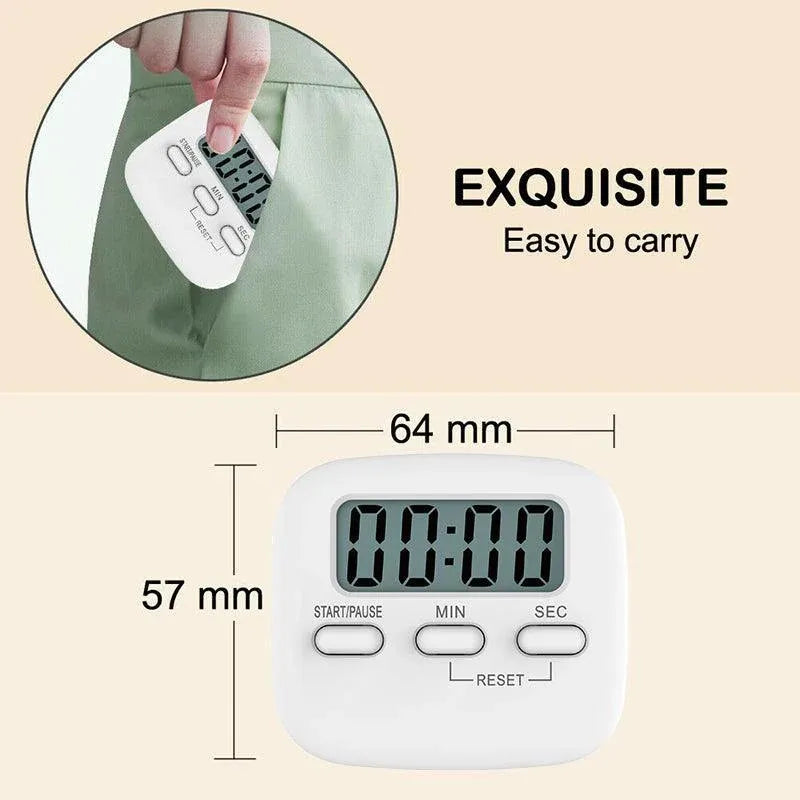 Digital Kitchen Timer 99 Minute Countdown Clock With LCD Display and Metal Mount - Pink