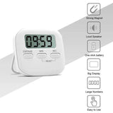 Digital Kitchen Timer 99 Minute Countdown Clock With LCD Display and Metal Mount - White