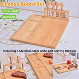 Bamboo Chopping Board Cheese Board Set with Knife Kitchen Charcuterie Serving