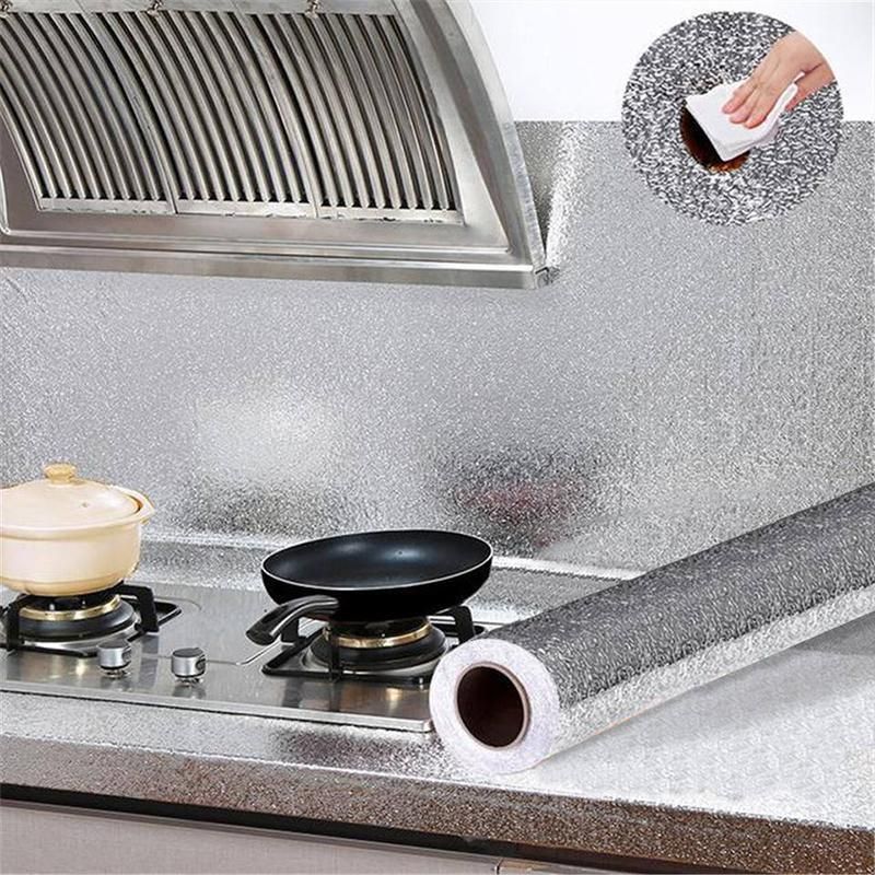 Waterproof Oil Proof Aluminum Foil Sticker Self Adhesive Kitchen Wallpapers AU