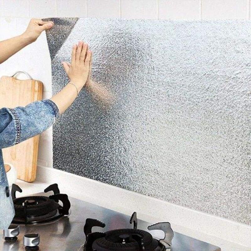 Waterproof Oil Proof Aluminum Foil Sticker Self Adhesive Kitchen Wallpapers AU
