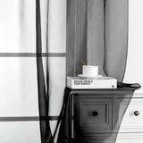 Sheer Voile Curtains Rod Pocket Window Panel for Bedroom 140cm x 230cm Drapes - Black