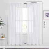 Sheer Voile Curtains Rod Pocket Window Panel for Bedroom 140cm x 230cm Drapes - Black