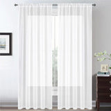 Sheer Voile Curtains Rod Pocket Window Panel for Bedroom 140cm x 230cm Drapes - Black