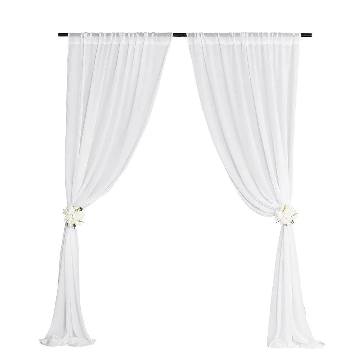 Sheer Voile Curtains Rod Pocket Window Panel for Bedroom 140cm x 230cm Drapes - Black