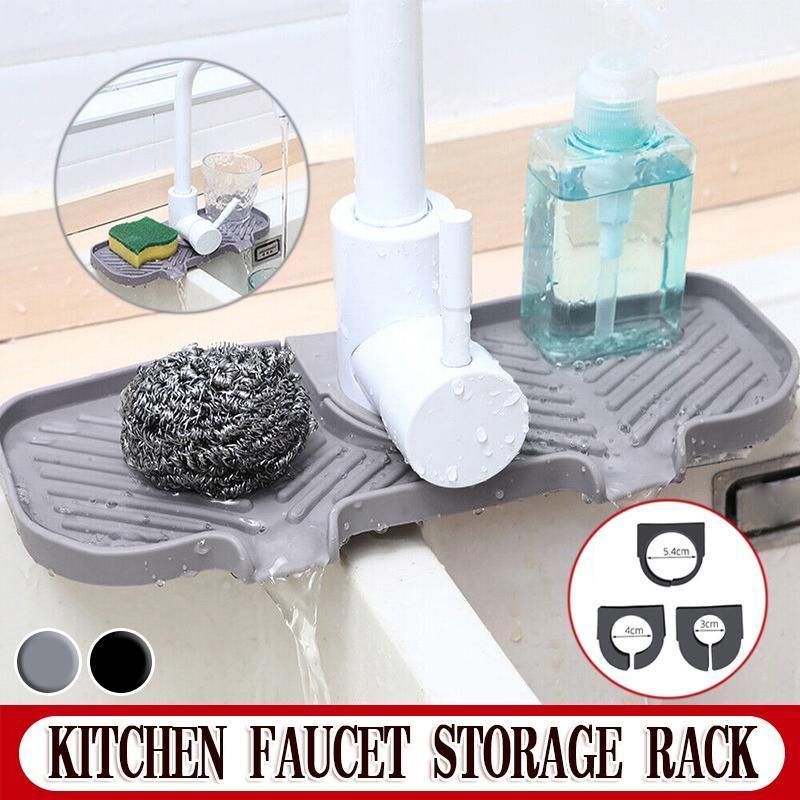 Kitchen Faucet Storage Rack Holder Soap Sponges Caddy Organizer Sink Basket Rack - Grey