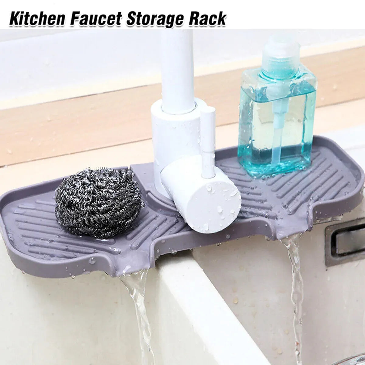 Kitchen Faucet Storage Rack Holder Soap Sponges Caddy Organizer Sink Basket Rack - Black