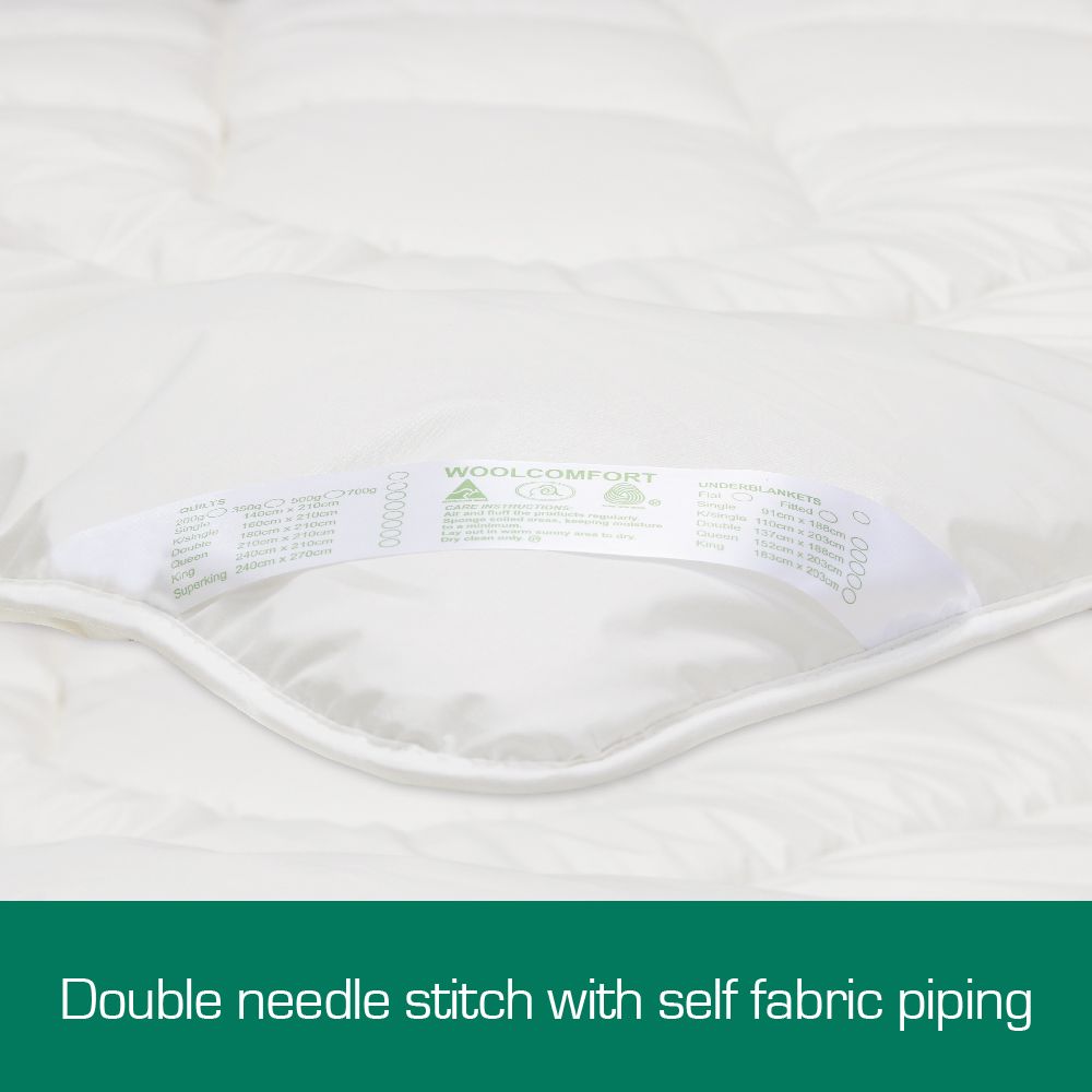 Woolcomfort Aus Made Merino Wool Quilt 350GSM 270x240cm Super King Size