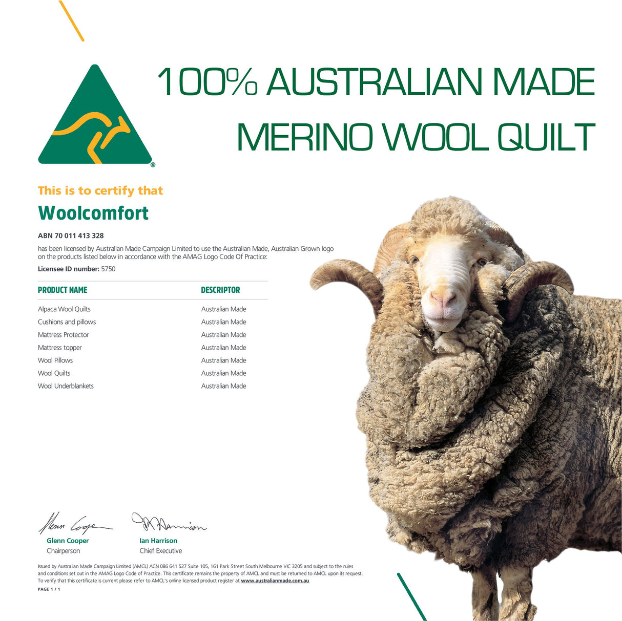 Woolcomfort Aus Made Merino Wool Quilt 700GSM 180x210cm Double Size