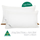 Luxor Australian Made Hotel King Size Pillow with 4cm Wall Twin Pack