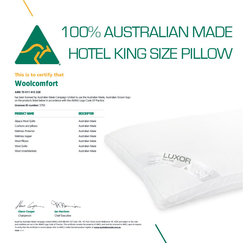 Luxor Australian Made Hotel King Size Pillow with 4cm Wall Twin Pack