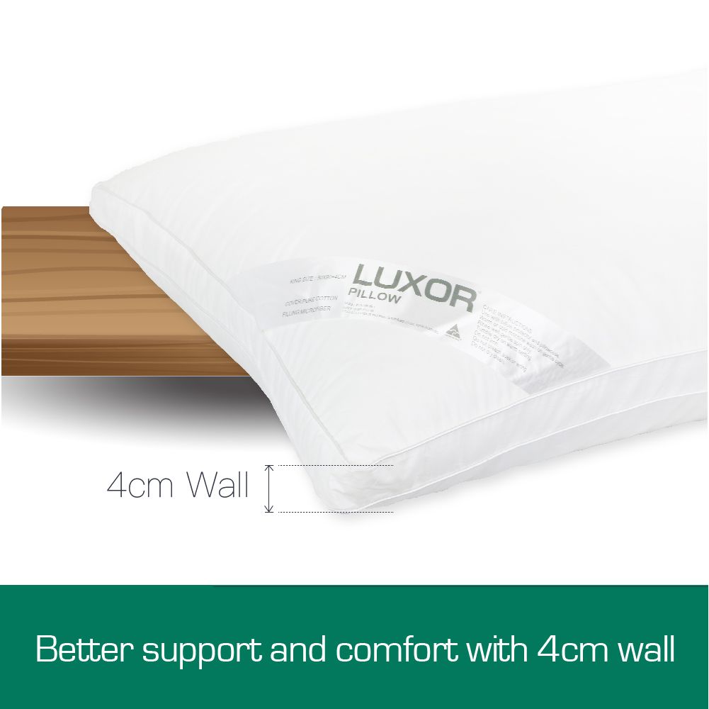 Luxor Australian Made Hotel King Size Pillow with 4cm Wall Twin Pack