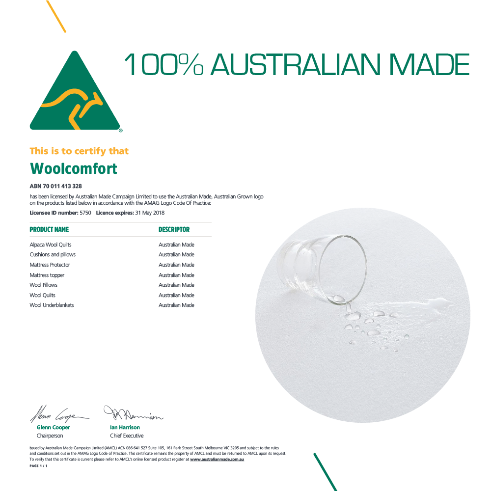 Woolcomfort Cotton Terry Fully Fitted Waterproof Mattress Protector Double Size