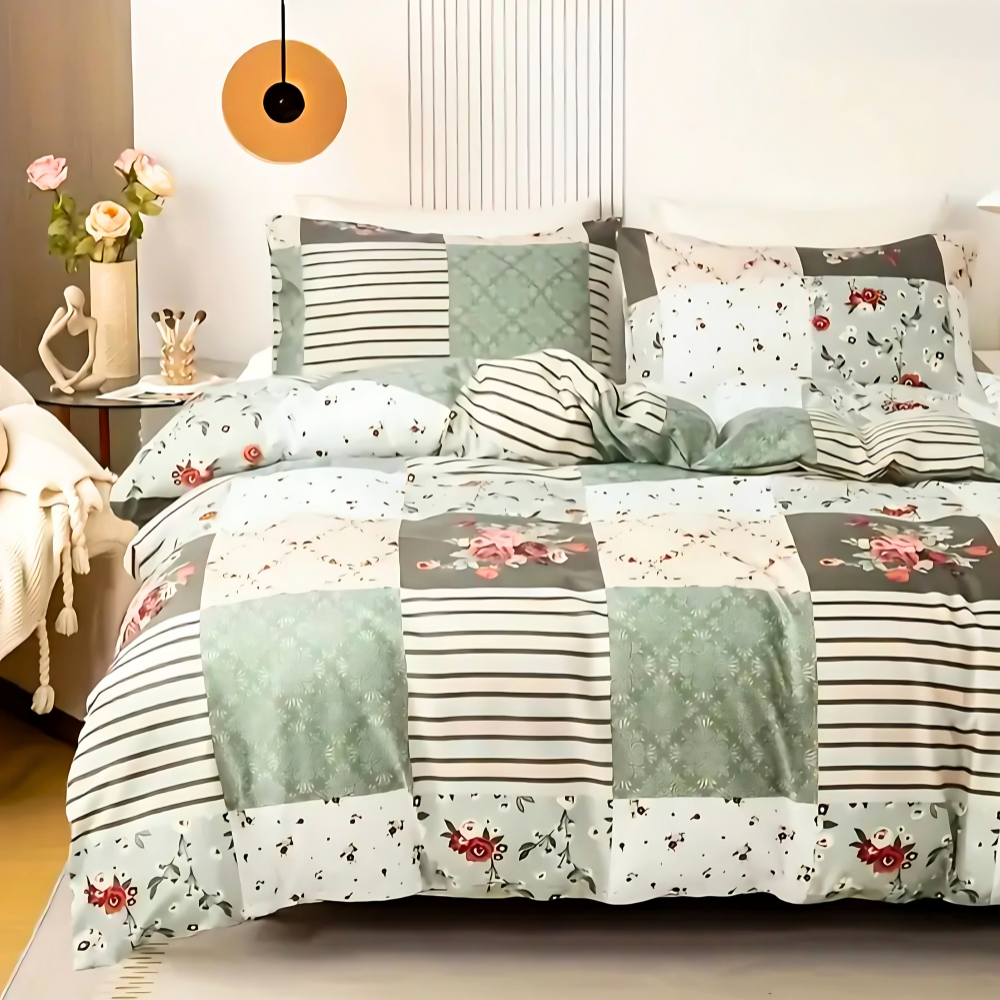 Dreamfields - Emerald Plaid Quilt Cover Set - (2pcs, King Single Size)