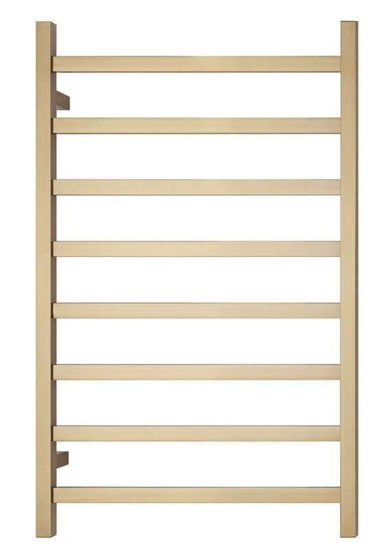 Premium Brushed Gold Heated Towel Rack - 8 Bars, Square Design, AU Standard, 1000x620mm Wide