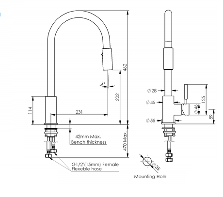 2023 Matte Black Pull out Kitchen tap Solid stainless steel PVD plated