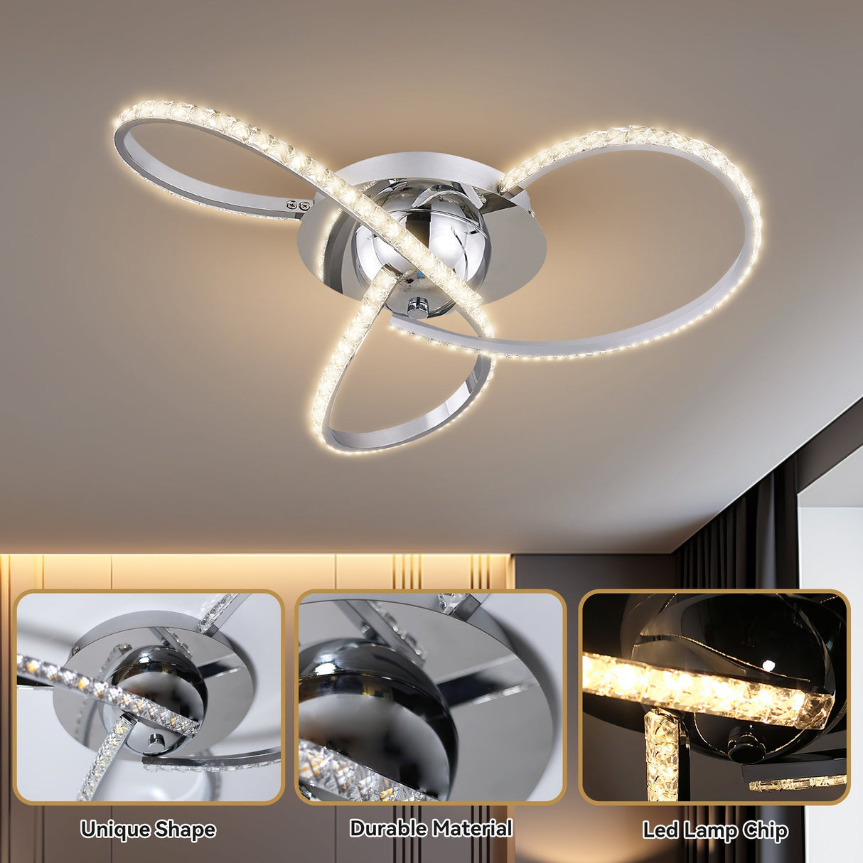 Irie Dimmable 3 Lights LED Ceiling Light - Chrome