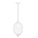 Moravian Glass Oval Pendant Light - Chrome