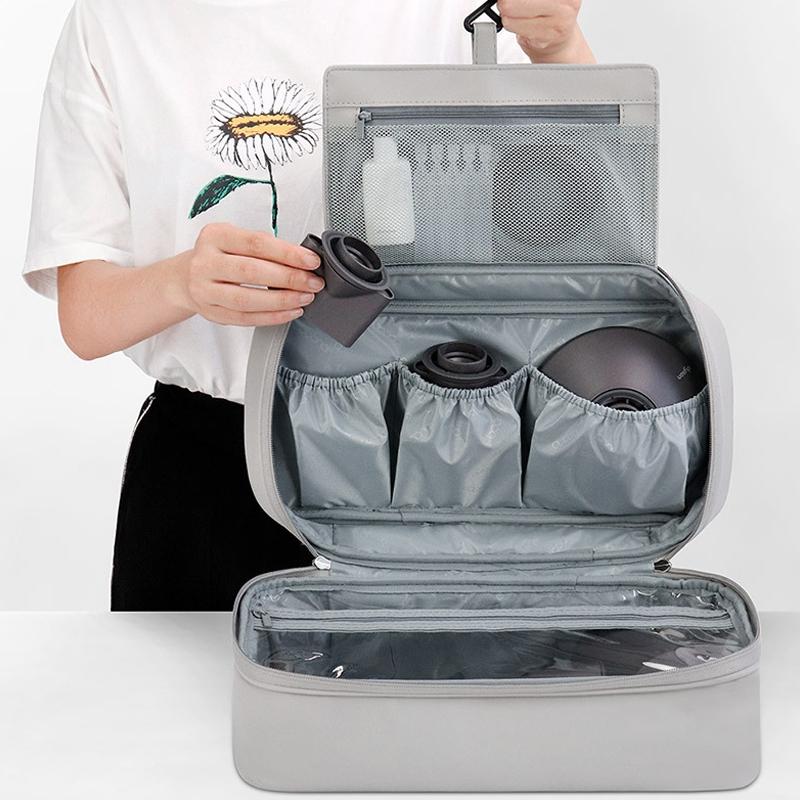 Multifunctional Leather Storage Bag for Dyson Airwrap - Grey