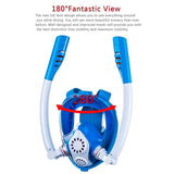 Full Dry Silicone Kids Diving Mask with Double Tubes - White Blue