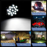 2 Pcs 3500Lm 6500K White Light 17 Led Waterproof Car Boat Marine Work Lights Spotlight Led Bulbs 30 Degrees Adjustable Dc 10 - 30V - Black