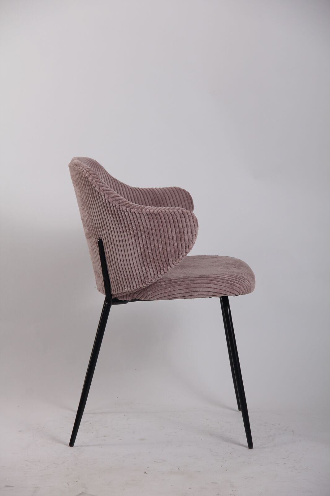 Set of 4 Dining Chairs with Corduroy Cord Fabric in Pink
