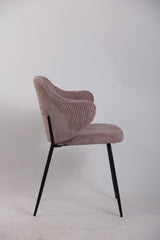 Set of 4 Dining Chairs with Corduroy Cord Fabric in Pink