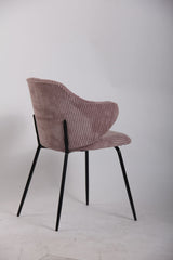 Set of 4 Dining Chairs with Corduroy Cord Fabric in Pink