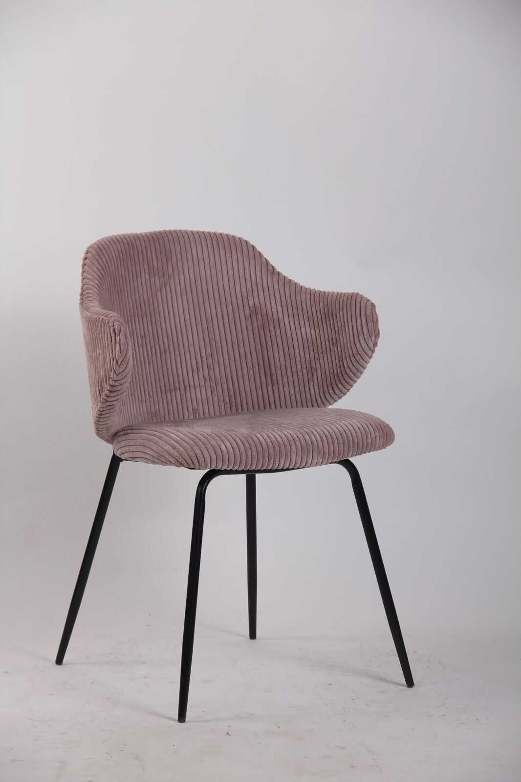 Set of 4 Dining Chairs with Corduroy Cord Fabric in Pink