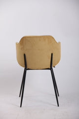 Set of 2 Dining Chairs Corduroy Cord Fabric with Metal Legs in Mustard Yellow