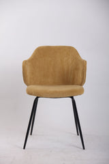 Set of 4 Dining Chairs Corduroy Cord Fabric with Metal Legs in Mustard Yellow