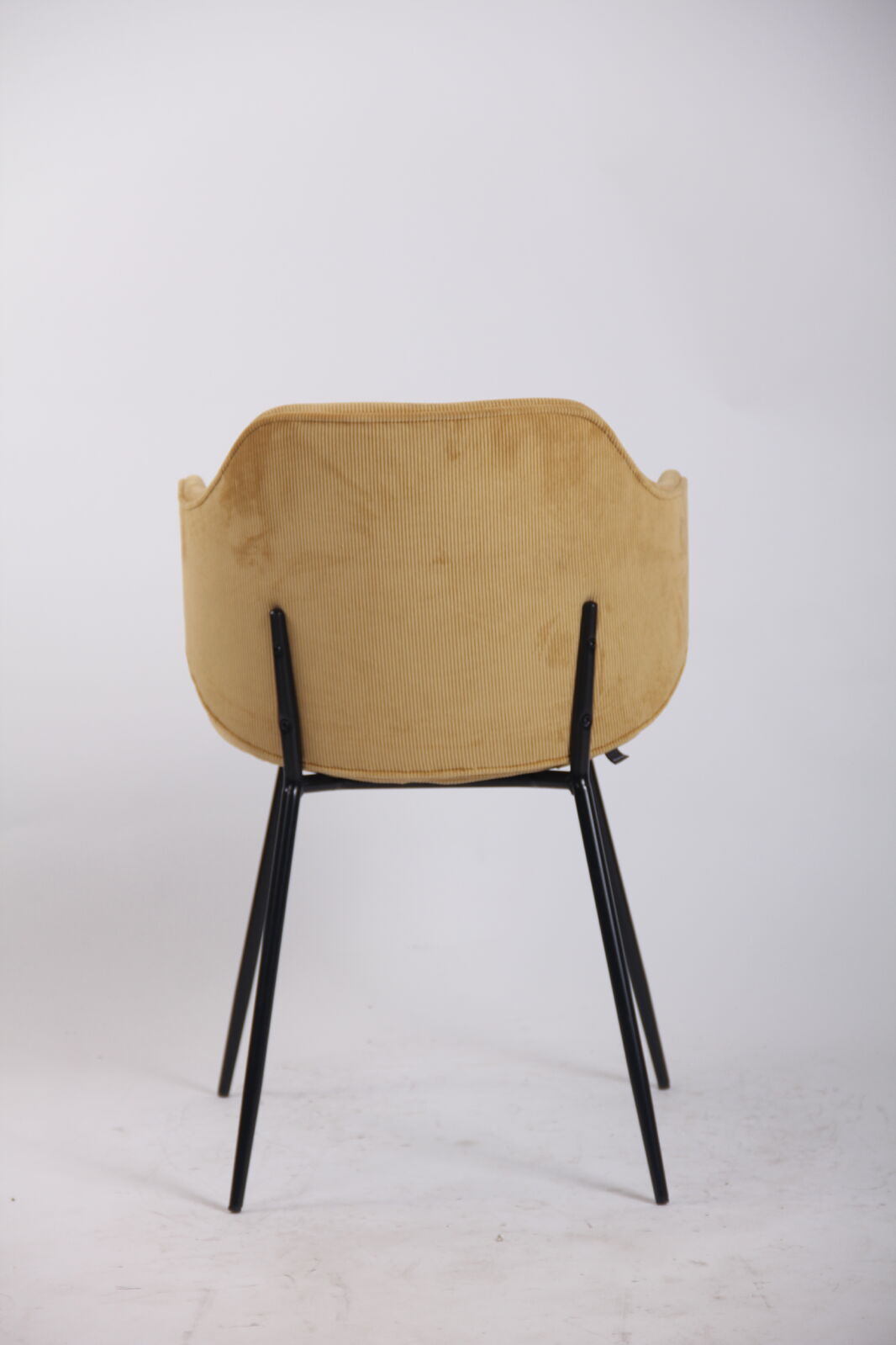 Set of 4 Dining Chairs Corduroy Cord Fabric with Metal Legs in Mustard Yellow