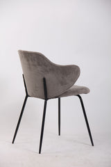 Set of 4 Dining Chairs with Corduroy Cord Fabric in Grey