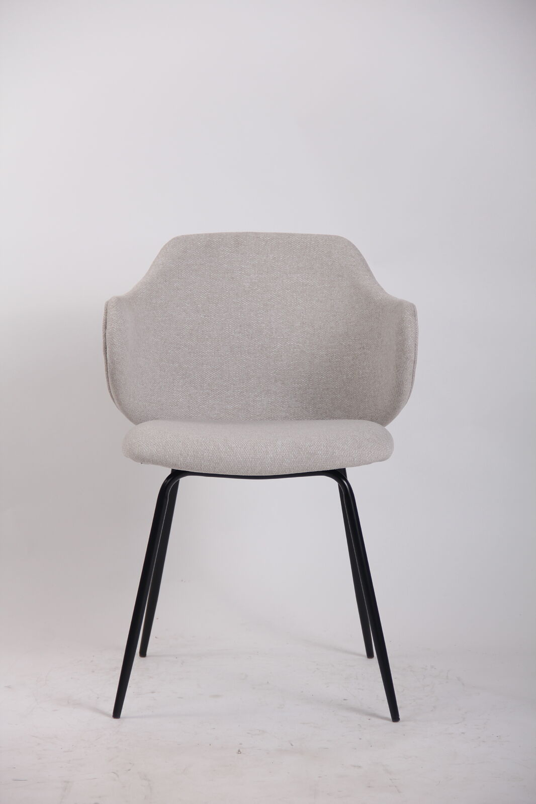 Set of 6 Dining Chairs Fabric with Metal Legs in Ivory Beige