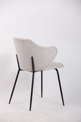 Set of 6 Dining Chairs Fabric with Metal Legs in Ivory Beige