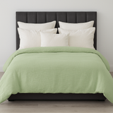 100% Cotton Muslin Duvet Quilt Cover Set w/ 2 Pillow Cases in Pastel Green - Super King