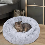 XL-70cm cream PawfectFriend Dog Pet Cat Calming Bed Plush Beds Large Fluffy Donut Comfy Cushion Puppy Mat