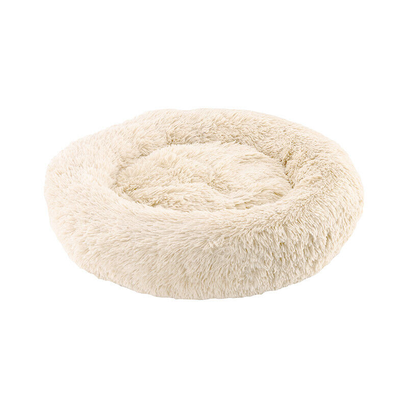 XL-70cm cream PawfectFriend Dog Pet Cat Calming Bed Plush Beds Large Fluffy Donut Comfy Cushion Puppy Mat