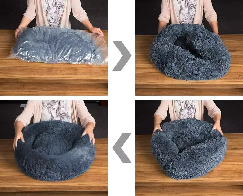 XL-70cm Dark Gray PawfectFriend Dog Pet Cat Calming Bed Plush Beds Large Fluffy Donut Comfy Cushion Puppy Mat