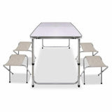 Portable Folding Picnic Camping Set BBQ Party Aluminium Table 4 Foldable Chairs