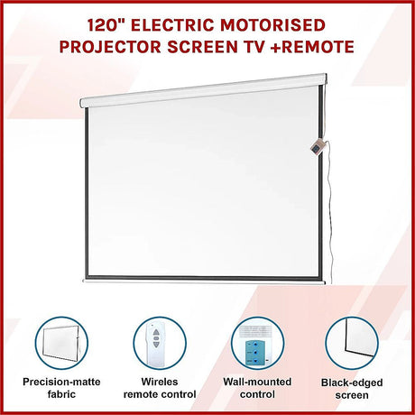 120" Electric Motorised Projector Screen TV +Remote