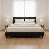 King PU Leather Bed Frame Brown