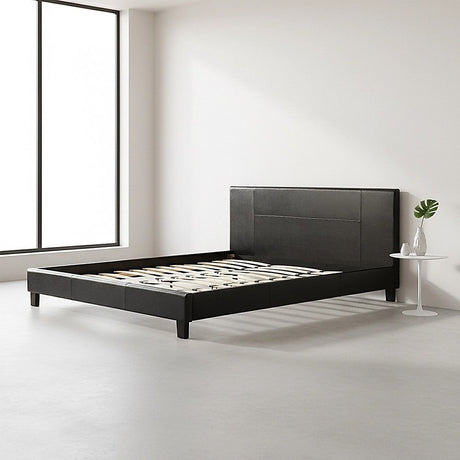King PU Leather Bed Frame Black