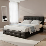 Double PU Leather Deluxe Bed Frame Black