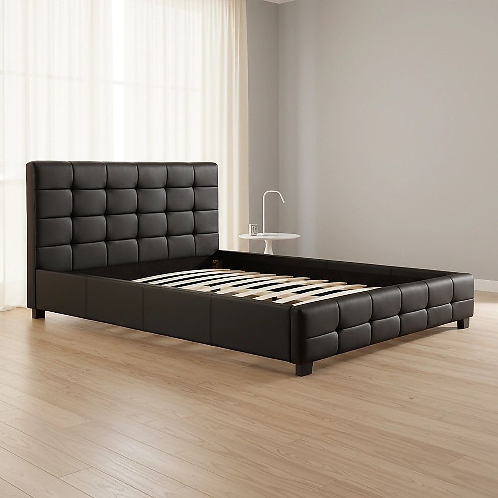 Double PU Leather Deluxe Bed Frame Black