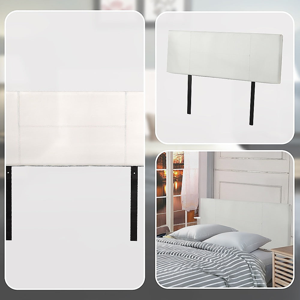 PU Leather Double Bed Headboard Bedhead - White
